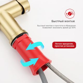 Смеситель для кухни Raglo R86.49.03 с выдвижным изливом золотой сатин